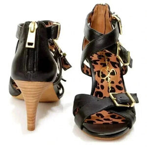 Jessica Simpson‎ Eugenias Black Leather Sandals Sz 9.5